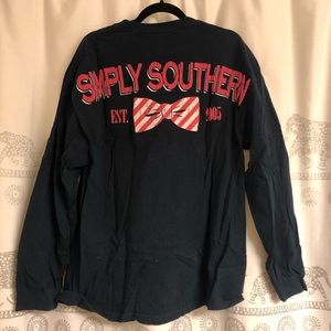 Navy Simply Southern Bow Long Sleeve Shirt